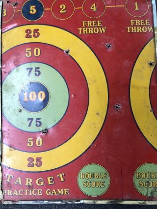 VINTAGE 1950 STRAIGHT ARROW TARGET GAME TIN TARGET - 10 1/2 X 14 - GREAT COLORS 7