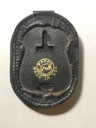 Vintage Pando Leather Belt Clip Holder For Police Shield Badge - Made In Usa