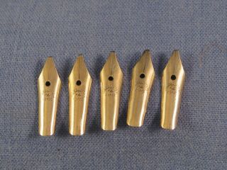Vintage Solid 14 Ct Gold Antique Fountain Pen Nib Nibs Plume Pluma Feder X5 36