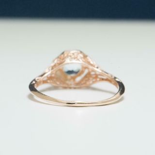 Lovely Vintage.  46ct Aquamarine 14k Rose Gold Sterling Filigree Ring 3