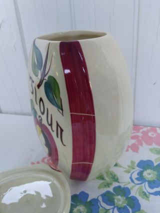 Vintage Slip Ware Purinton Hand Painted Apple Canister FLOUR USA 5