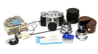 Voightlander Promeinet Ii 35mm Camera,  3 Lenses,  Flash,  Meter And Accessories