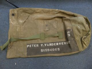 Old Vtg Vietnam War Us Army Duffle Bag Canvas Duffel Soldier Peter W