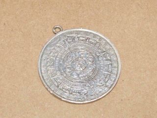 Vtg Eras Eagle 19 Sterling Silver Mexico Mayan Aztec Calendar Necklace Pendant