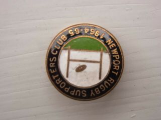 NEWPORT RUGBY Supporters Club 1964/65 Vintage Badge Stamped 2