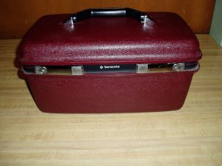 Vintage " Samsonite " Maroon Color Train Case With Key/ And Tray