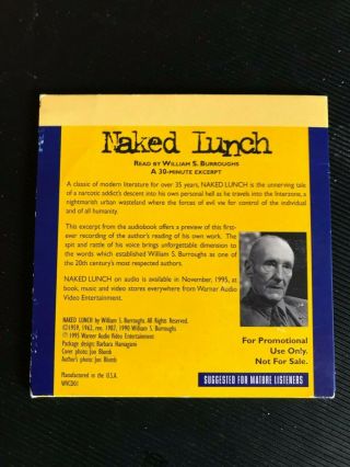 PRESS REVIEW PROMO DEMO DISC - WILLIAM BURROUGHS,  THE NAKED LUNCH AUDIOBOOK 2