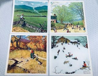 Norman Rockwell Childhood Treasures Four Seasons Art 4 Print Set Vtg 1970