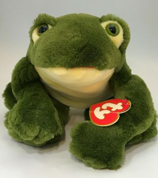 Vintage 1991 Ty Classic Freddie Green Croaking Frog Plush Stuffed Animal 13 "