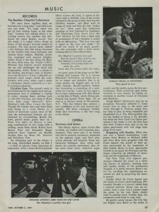 1969 Music Records The Beatles & Opera Sermons & Satan Vintage Print Article