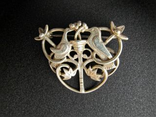 Vintage Sterling Silver Ola Gorie Tree Of Life Dove Brooch Hallmarked