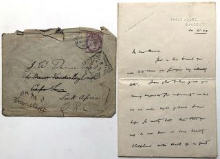 H G Wells / Als Autograph Letter Signed To His Friend J W Dunne In South Africa
