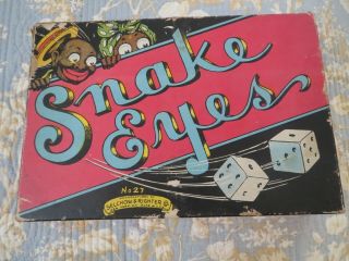 Vintage 1930 Snake Eyes Black Americana Board Game Dice Game Selchow And Righter