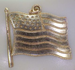 Vintage 10k Yellow Gold " I Love Usa " Flag Charm Or Pendant 2.  003 Grams