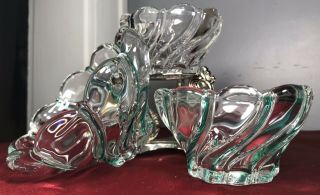 Trio Mikasa Crystal Peppermint SWIRL Bowl Candy Dish Green Clear 1997 Vintage 3