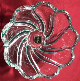 Trio Mikasa Crystal Peppermint SWIRL Bowl Candy Dish Green Clear 1997 Vintage 4