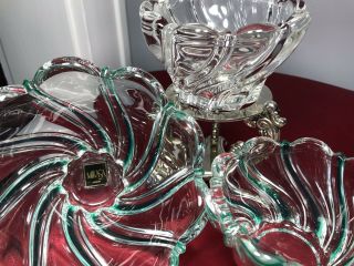Trio Mikasa Crystal Peppermint SWIRL Bowl Candy Dish Green Clear 1997 Vintage 6
