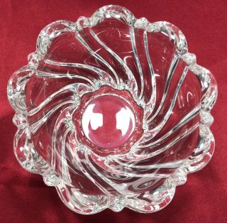 Trio Mikasa Crystal Peppermint SWIRL Bowl Candy Dish Green Clear 1997 Vintage 7