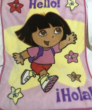 Vintage Dora Explorer Fleede Plush Soft Crib Blanket