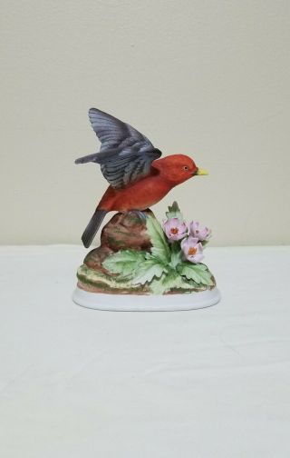 Scarlet Tanager 7703 Andrea By Sadek,  Vintage Porcelain Bird Figurine
