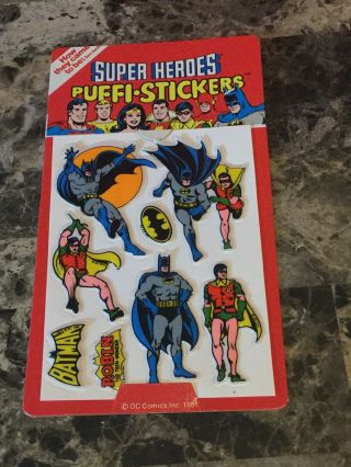 Vintage 1981 Dc Comics Heroes Puffi Stickers Puffy Batman & Robin