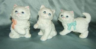 Vintage Homco / Home Interiors Porcelain Cat Kitten Figurines 1428 (2) & 1413 (1)