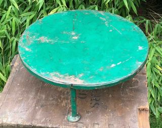 Vintage Indian Industrial Round Steel Metal Table Green Paint Ideal For Display