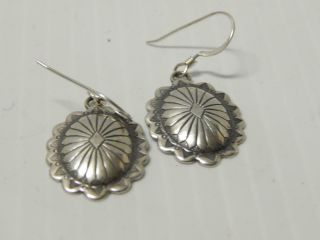 Petite Vintage Navajo Indian Fred Harvey Sterling Silver Concho Concha Earrings