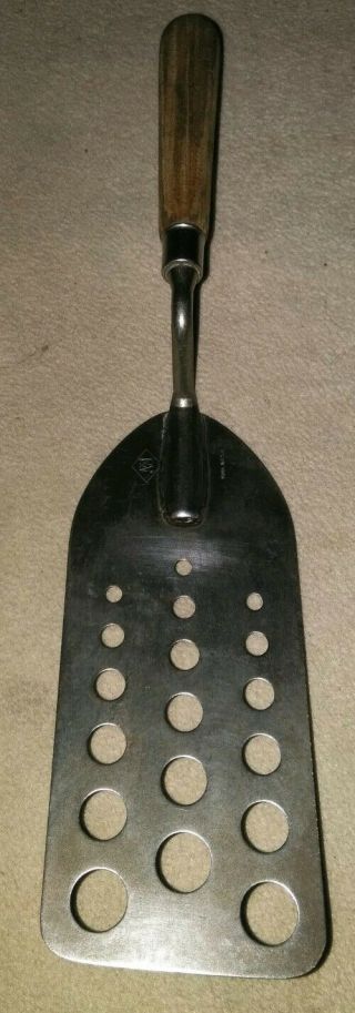 Vintage A & J Spatula With Holes - Wooden Handle