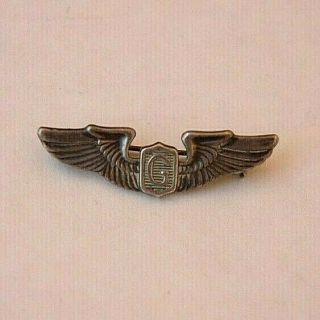 Vintage Wwii Us Army Air Corp Pilot Sterling Silver Glider Wings Pin 1 3/8 "