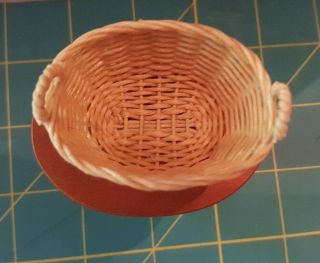 Dollhouse Miniature Vintage Artisan Made Basket,  1:12