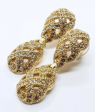 Vintage Christian Dior 14k Post Crystal Gemstone Modernist Dangle Earrings &card