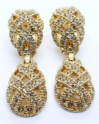 Vintage Christian Dior 14k Post Crystal Gemstone Modernist Dangle Earrings &Card 2