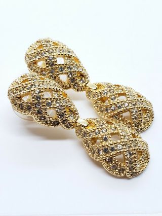 Vintage Christian Dior 14k Post Crystal Gemstone Modernist Dangle Earrings &Card 4