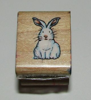 Flopsy Bunny Rubber Stamp Rabbit Vintage All Night Media Wood Mounted 1.  25 " High