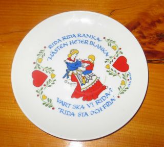 Vintage Bergquist Imports Swedish Rida Rida Ranka Saying 7 - 1/4 " Plate