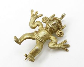 18K Gold & 925 Sterling Silver - Vintage Petite Tribal Figure Brooch Pin BP1857 2
