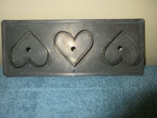 Vintage Metal Tin Triple Heart Cut - Out Cutter - Cookie Candle Craft.  Primitive