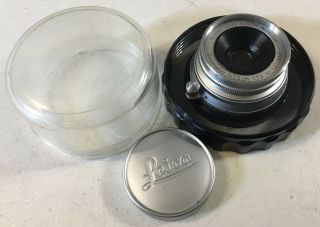Leica Ernst Leitz Wetzlar Summaron Lens,  F=3.  5cm,  1:3.  5,  With Plastic Case Euc