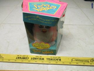Vtg 1999 Tiger Electronics Furby Babies Pink Yellow Mane W/box Toy