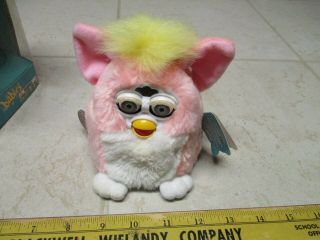 VTG 1999 Tiger Electronics Furby Babies Pink Yellow Mane w/Box Toy 3