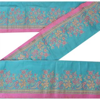 Sanskriti Vintage Blue Sari Border Woven Brocade Craft Trim Sewing Decor Lace