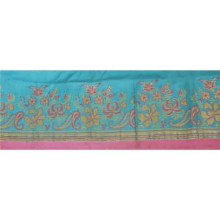 Sanskriti Vintage Blue Sari Border Woven Brocade Craft Trim Sewing Decor Lace 2