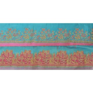 Sanskriti Vintage Blue Sari Border Woven Brocade Craft Trim Sewing Decor Lace 4