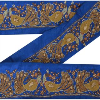 Sanskriti Vintage Deco Sari Border Hand Beaded Craft Trim Sewing Blue Decor Lace