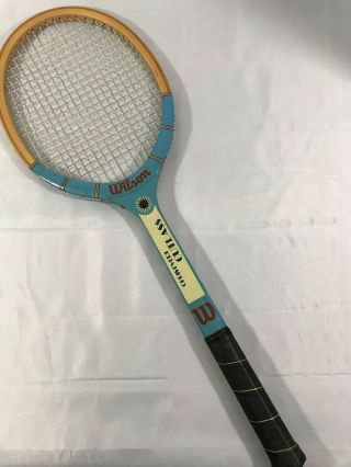 Vtg Blue Wilson Chris Evert Cutlass Tennis Racquet 1970s,  4 - 1/2,  Strong Strings