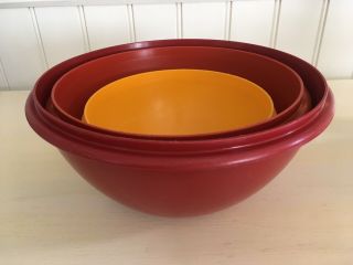 6 Piece Vintage Tupperware Wonderlier Nesting Bowls Harvest