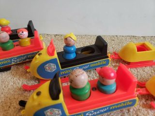 Vintage Fisher Price Snowmobiles w little people 3