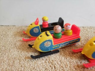 Vintage Fisher Price Snowmobiles w little people 4