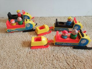 Vintage Fisher Price Snowmobiles w little people 5